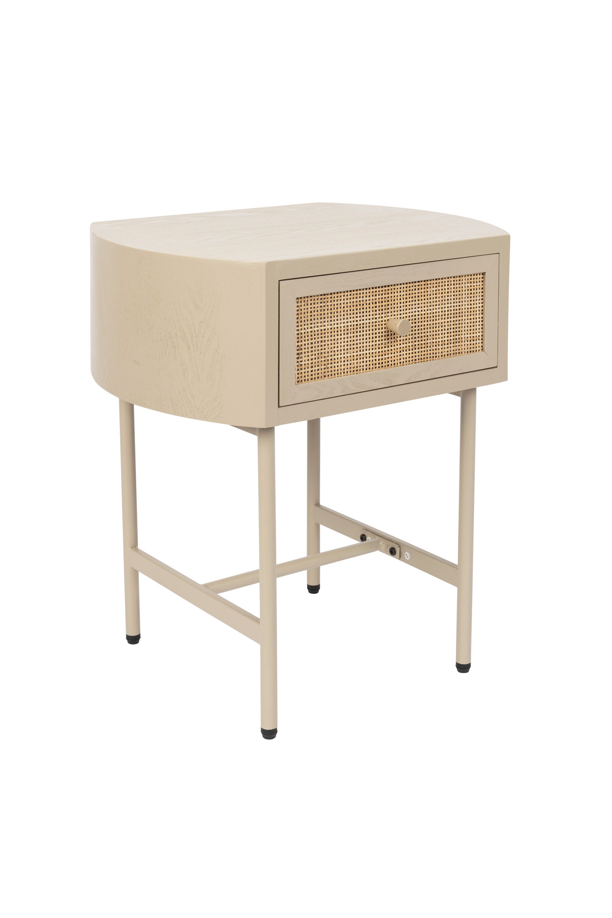 Amaya Beige Wood & Natural Rattan Bedside/Side Table